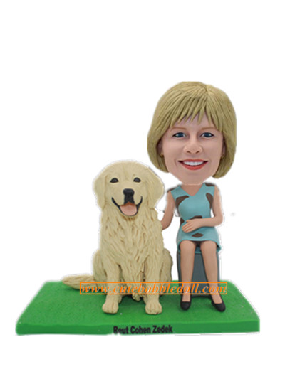 Custom Bobblehead Female With Her Dog