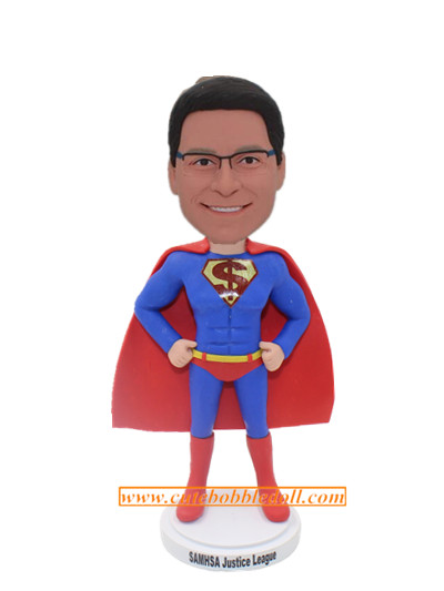 Custom Superhero Bobblehead With Custom Logo On Chest