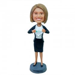 Superwoman in black suit custom bobbleheads