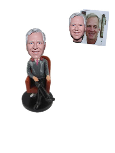 personalized bobblehead casual man sitting on safa custom birthday gift
