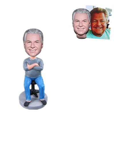 custom bobblehead fat guy sitting on chair