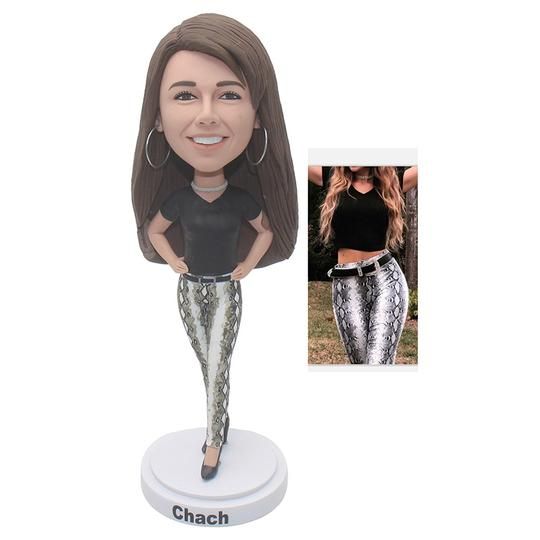 Custom bobblehead from photo fashion lady bobblehead