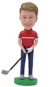 Custom golf bobblehead man Swing a golf club