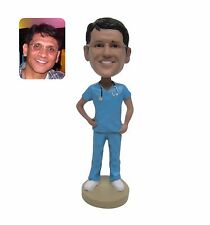 Male Nurse In Blue Surgical Custom Bobblehead