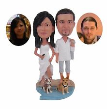 custom wedding bobblehead with 2 dogs