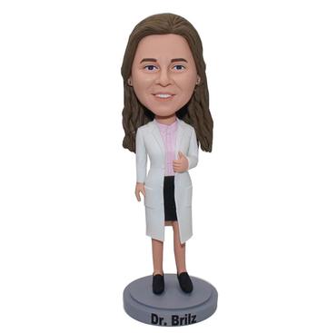 custom doctor bobblehead female in white Lab coat