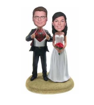custom wedding bobbleheads Spider Man groom