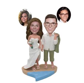  Custom wedding Bobblehead couple on the beach 